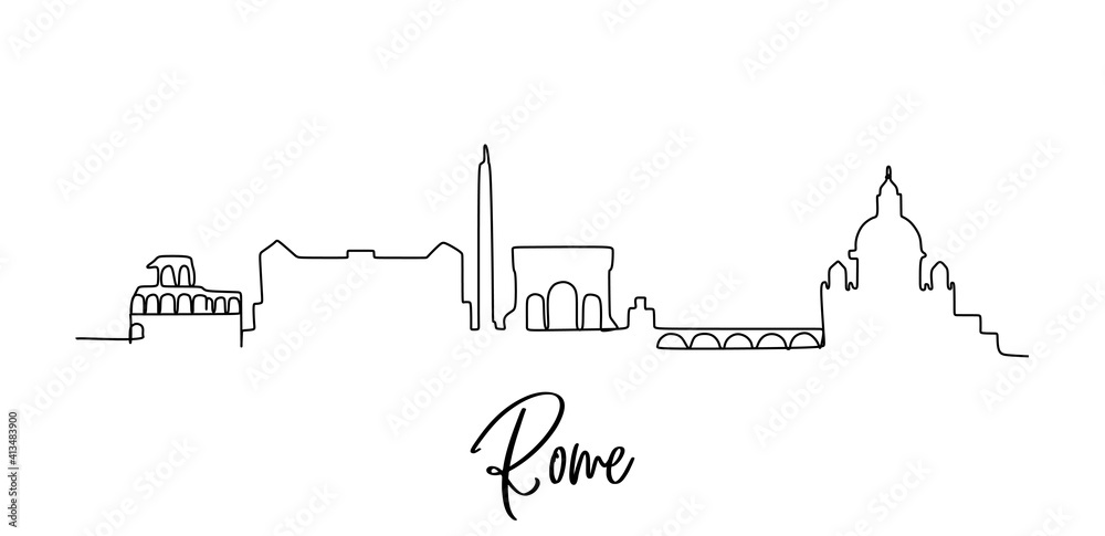 Rome skyline - Continuous one line drawing