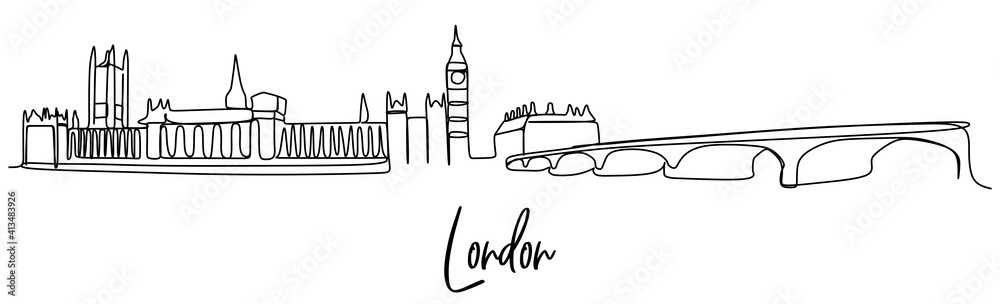London bridge skyline - Continuous one line drawing London bridge skyline - Continuous one line drawing