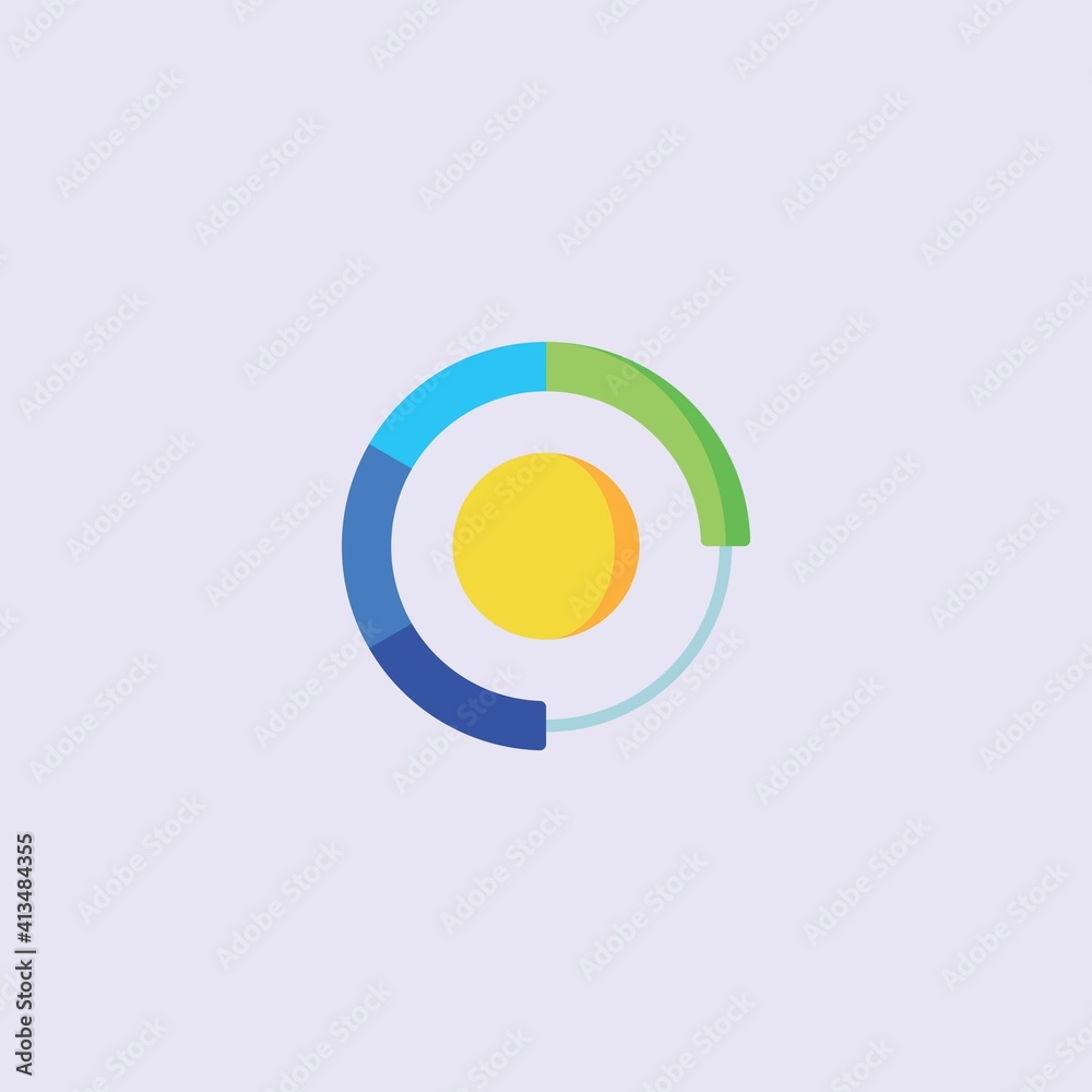 Vector illustration of flat diagram icon in blue, green and yellow color Vector illustration of flat diagram icon in blue, green and yellow color