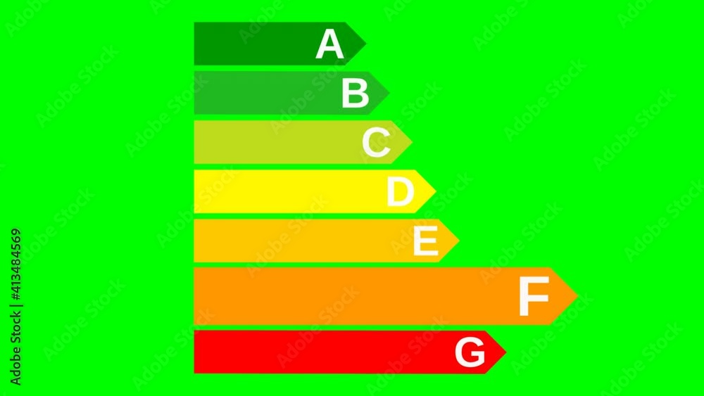 Flat design energy label ranging from class G to class A with a break. (green background) Flat design energy label ranging from class G to class A with a break. (green background)