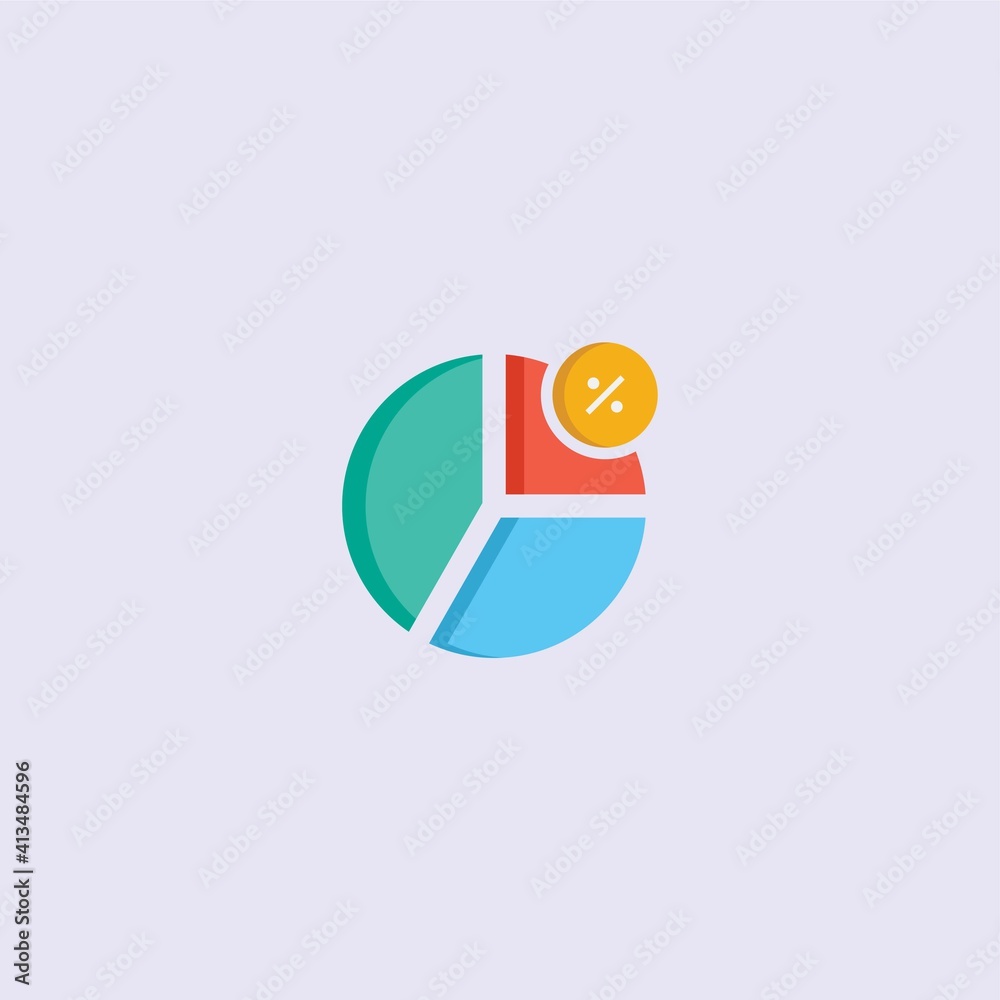 Vector illustration of flat diagram icon in blue, red, green, yellow and purple color
