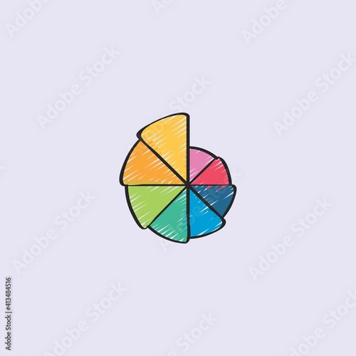 Vector illustration of flat diagram icon in blue, red, green, yellow and purple color © Agga