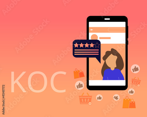 Key opinion customer or KOC for micro-influencer in marketing vector