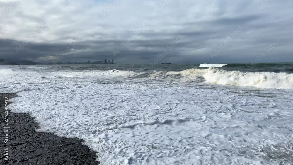 Storm waves on black sea coast Storm waves on black sea coast