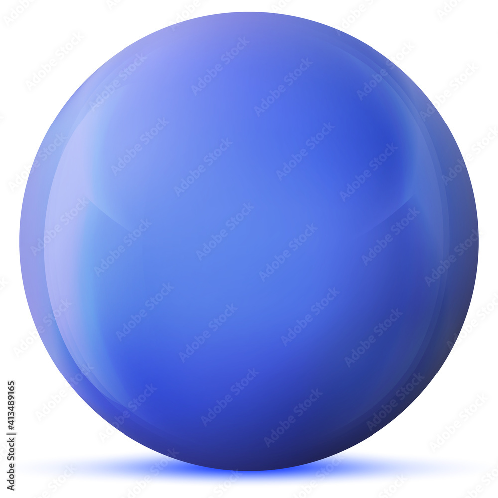 Glass blue ball or precious pearl. Glossy realistic ball, 3D abstract vector illustration highlighted on a white background. Big metal bubble with shadow. Glass blue ball or precious pearl. Glossy realistic ball, 3D abstract vector illustration highlighted on a white background. Big metal bubble with shadow.