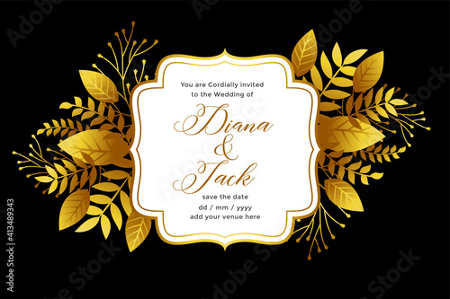 royal golden wedding invitation template design