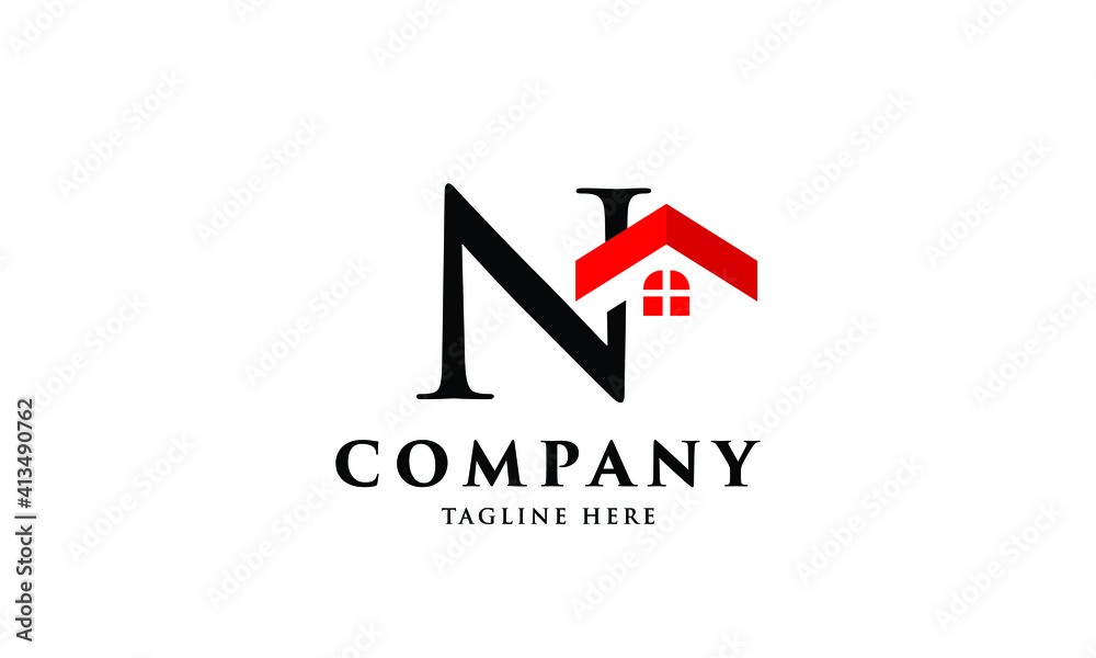 Initial house logo Simple Modern Red for real estate Initial house logo Simple Modern Red for real estate