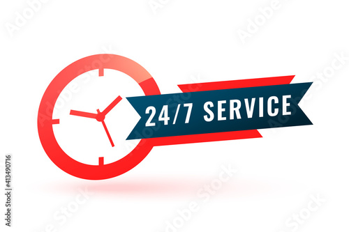 24 hours service assistance label with clock