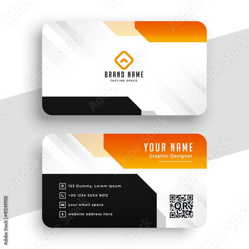 modern geometric orange theme business card template