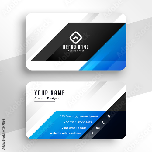 stylish blue modern business card template design
