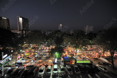 Aerial view of Anusarn Market, famous place for bargain shopping and delicious Thai food in Chiang Mai, Thailand.