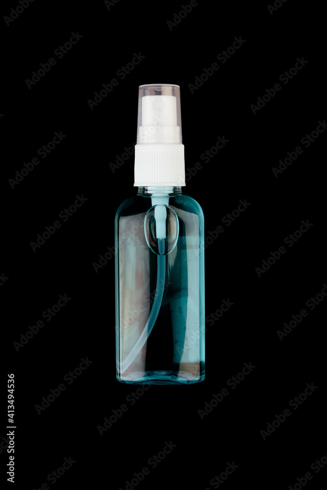 antiseptic on a black background, sanitizer in medicine protection against viruses and bacteria. small and comfortable antiseptic on a black background, sanitizer in medicine protection against viruses and bacteria. small and comfortable