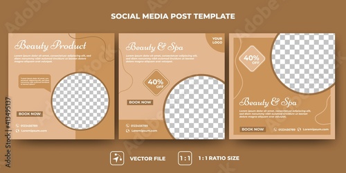 Set of Editable promotional banners template. Social media post template spa and massage with a photo collage. Usable for social media post, banners, and web internet ads.