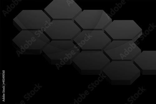 black dark background with hexagonal shapes