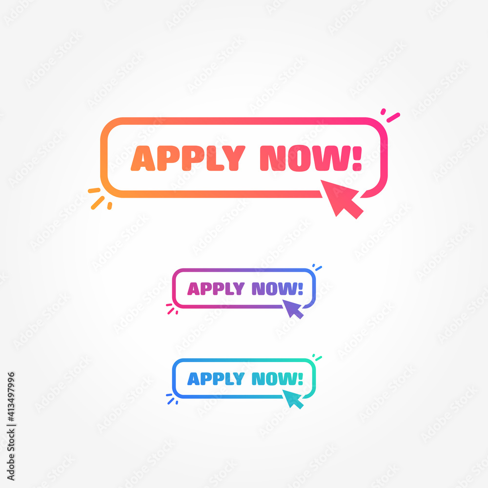 Apply Now Button with Cursor Label Set Apply Now Button with Cursor Label Set
