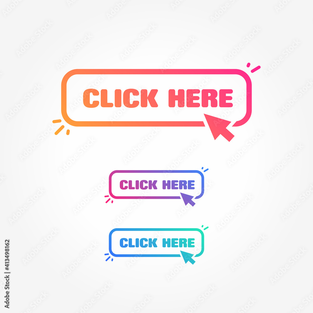 Click Here Button with Cursor Label Set Click Here Button with Cursor Label Set