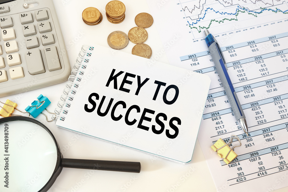 Fototapeta premium Business concept - notebook writing Key to success