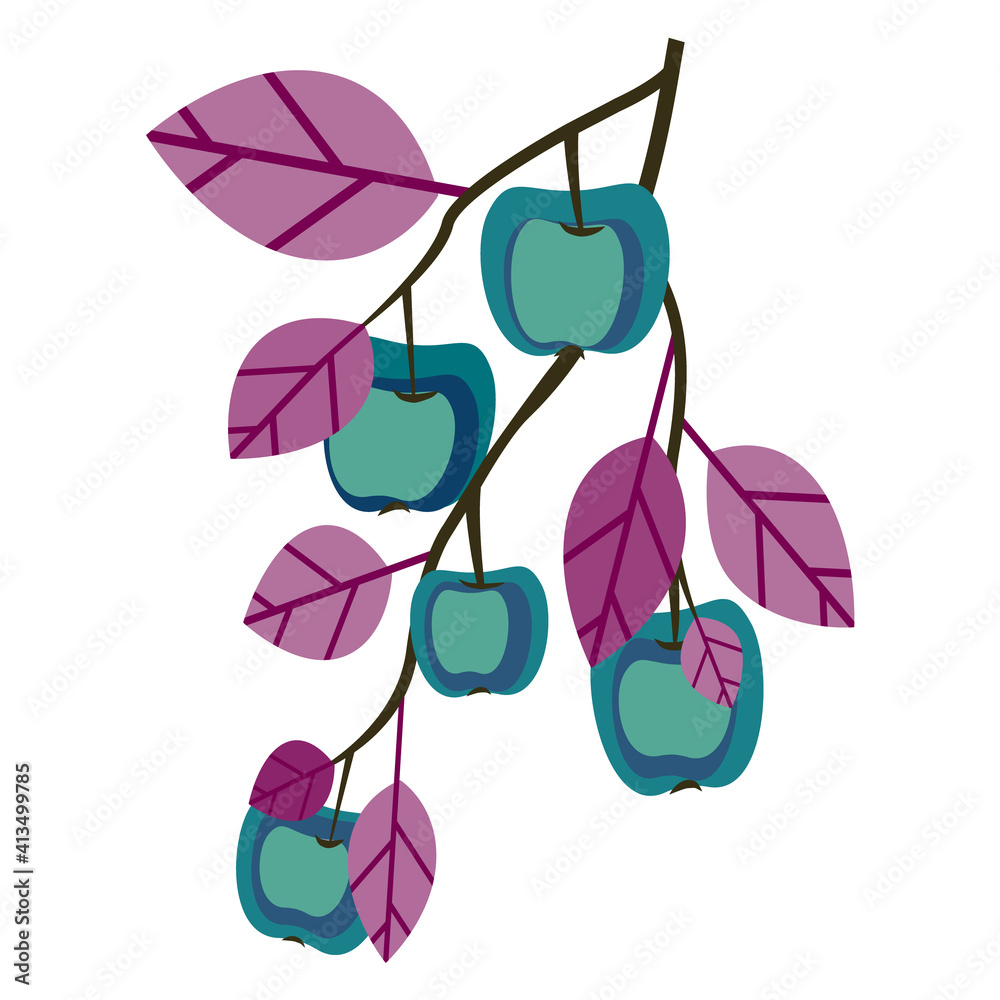 Fototapeta premium Apple twig with leaves pattern.