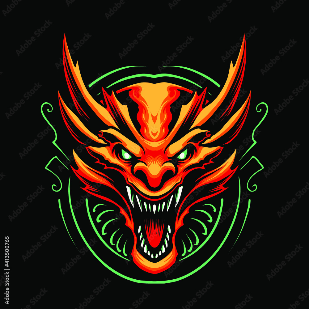 red dragon head vector illustration