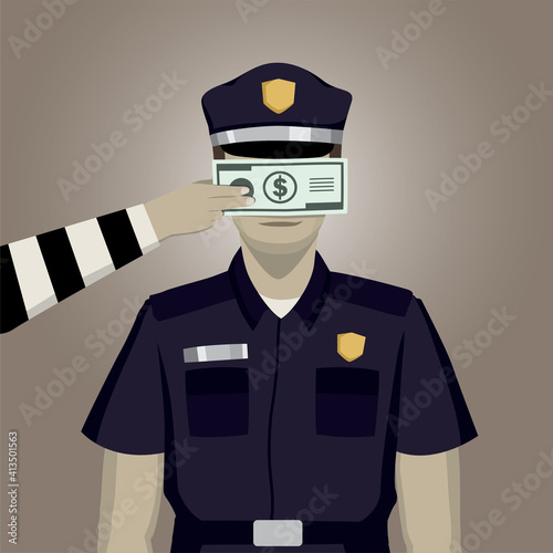 The police was bribed to see nothing illustration vector.