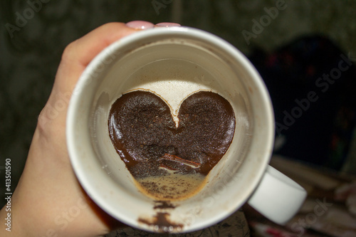 heart shaped coffee grounds