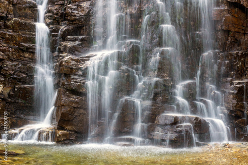Waterfall cascade outdoors off the grid.