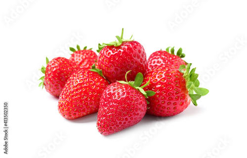 Wallpaper Mural Pile of delicious fresh red strawberries on white background Torontodigital.ca