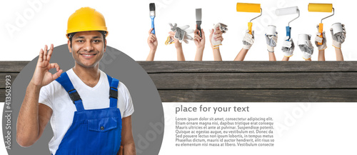 Handsome worker in hardhat ...