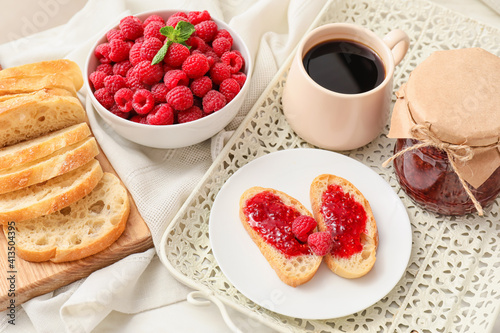 Wallpaper Mural Composition with sweet raspberry jam on light background Torontodigital.ca