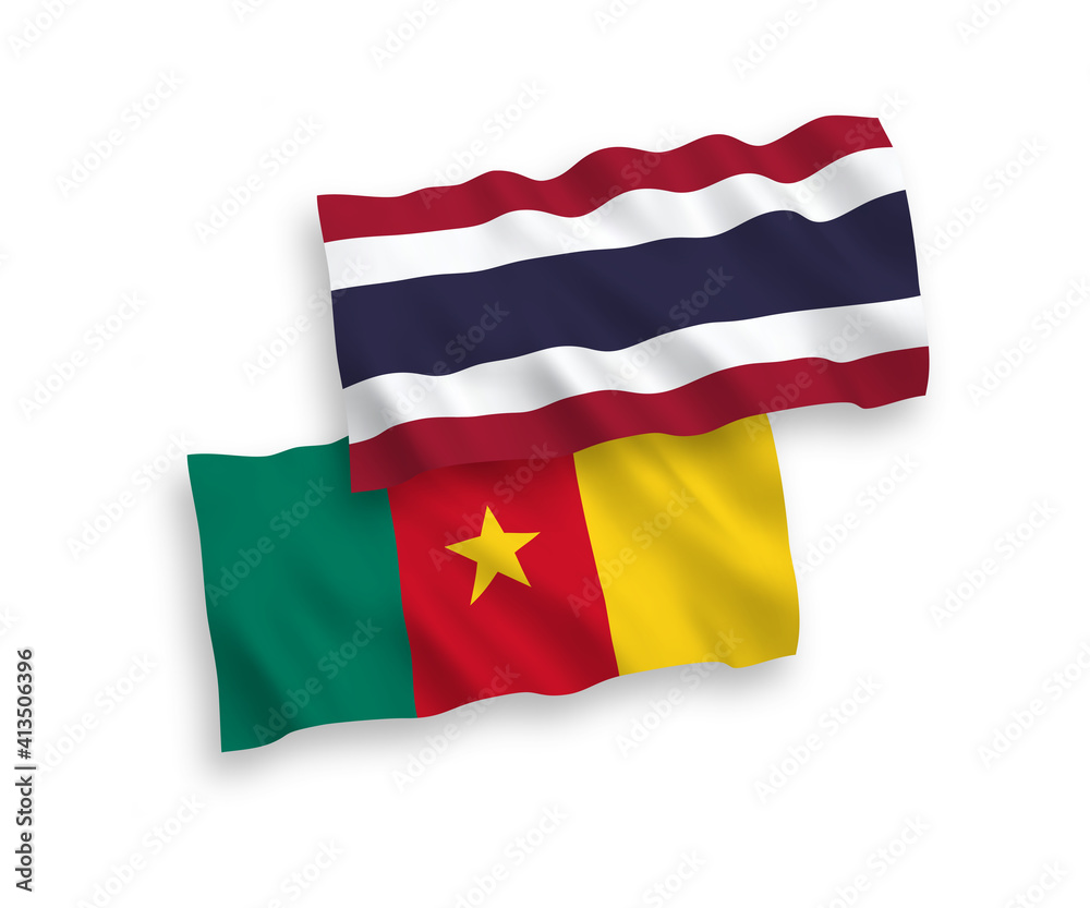 Obraz premium Flags of Cameroon and Thailand on a white background