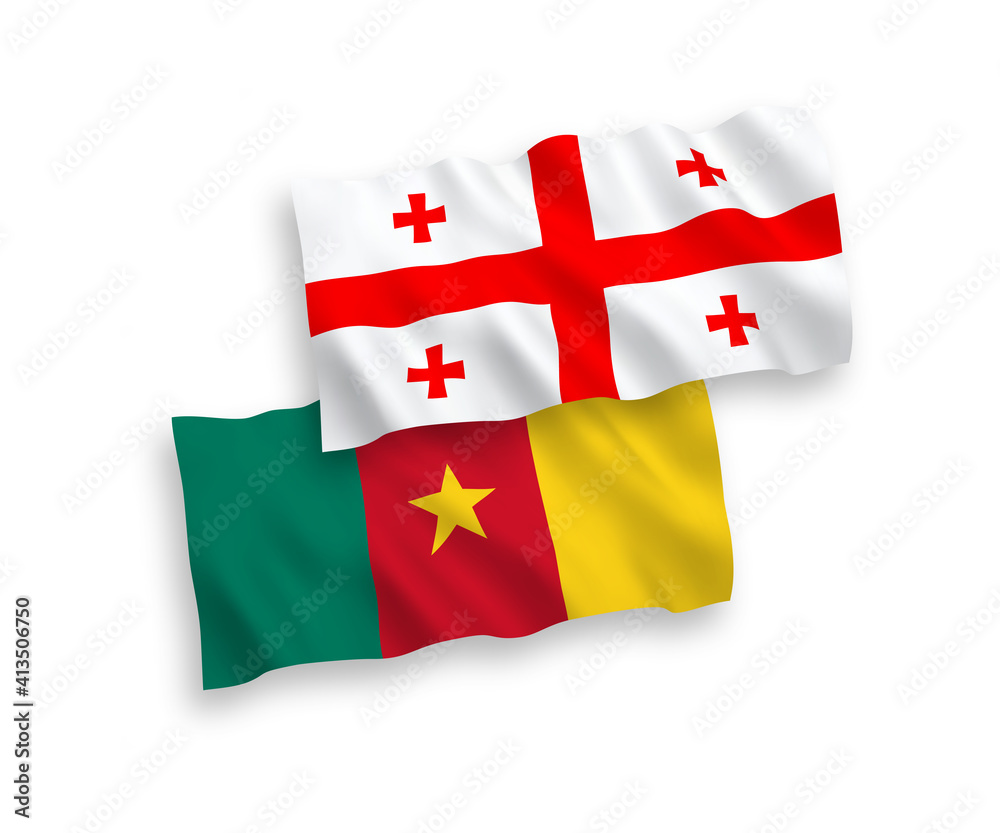 Obraz premium Flags of Cameroon and Georgia on a white background