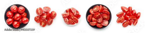 фотографія Set of tomatoes isolated on white, from above