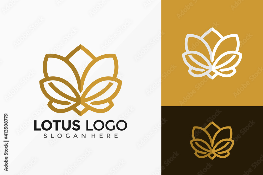 Golden Lotus Flower Logo Design. Creative Idea logos designs Vector ...