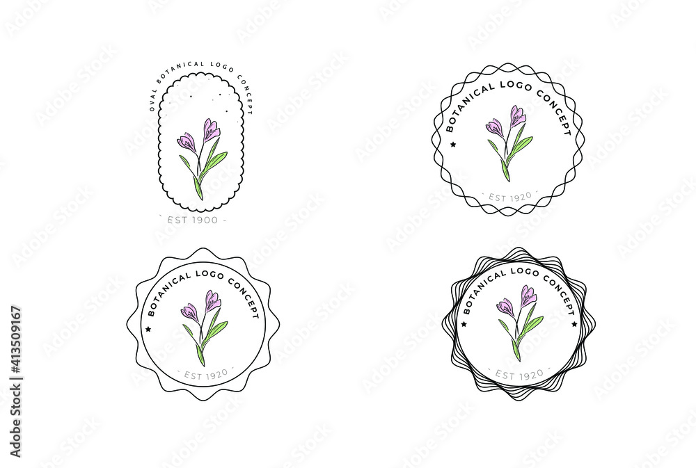 
Minimal feminine modern botanical floral organic natural 

abstract seasonal crocus classical logo design