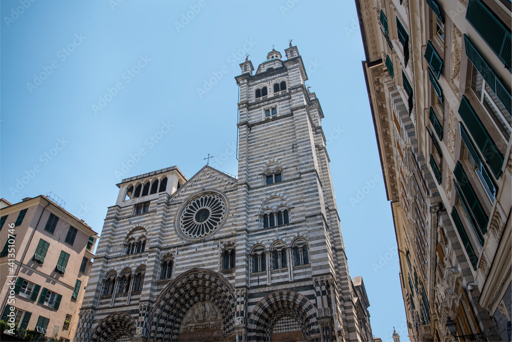 Genoa Cathedral is a Roman Catholic cathedral in the Italian city of Genoa. It is dedicated to Saint Lawrence (San Lorenzo), and is the seat of the Archbishop of Genoa.