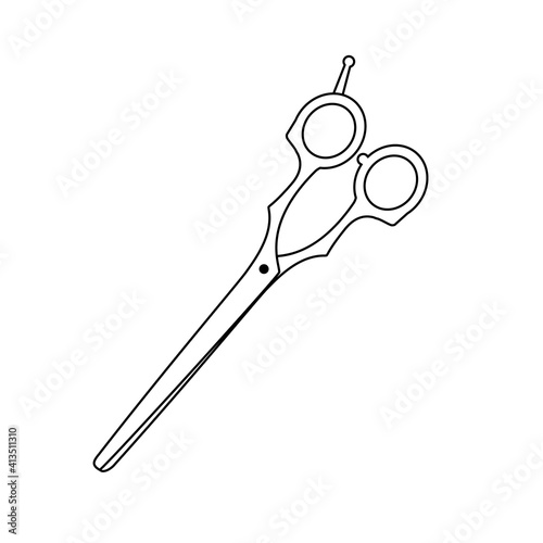 Barbershop scissors icon outline vector illustration on white background isolated barbershop symbol. Scissors in closed form. photo