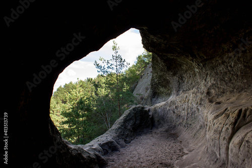 huge imposant rpck formation called Hamburger Wappen, sandsonte in Harz National Park, vlose to Timmenrod, Middle of Germany, Europe photo