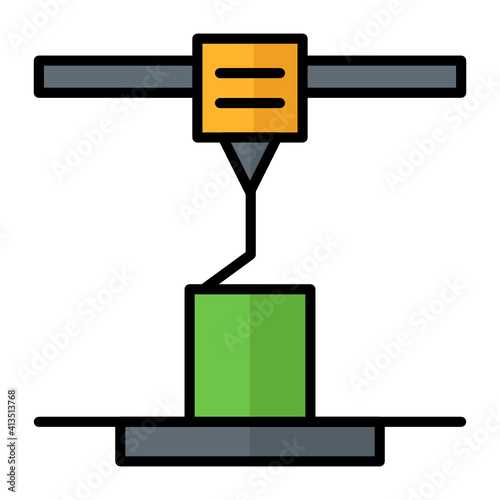 Fused Filament Fabrication concept vector color icon design, additive manufacturing Symbol on white background