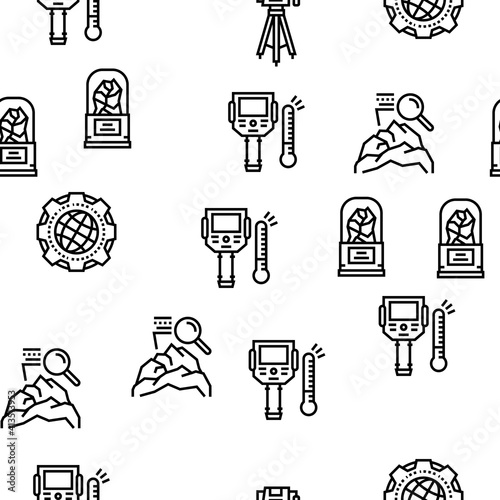 Geology Researching Vector Seamless Pattern Thin Line Illustration