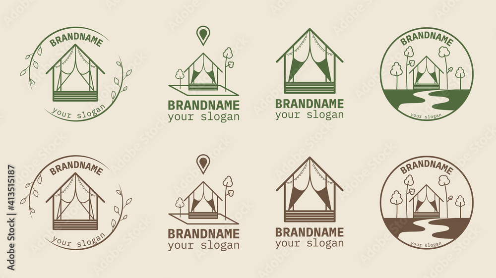 house logo for eco hotel located in the forest.Vector illustrations