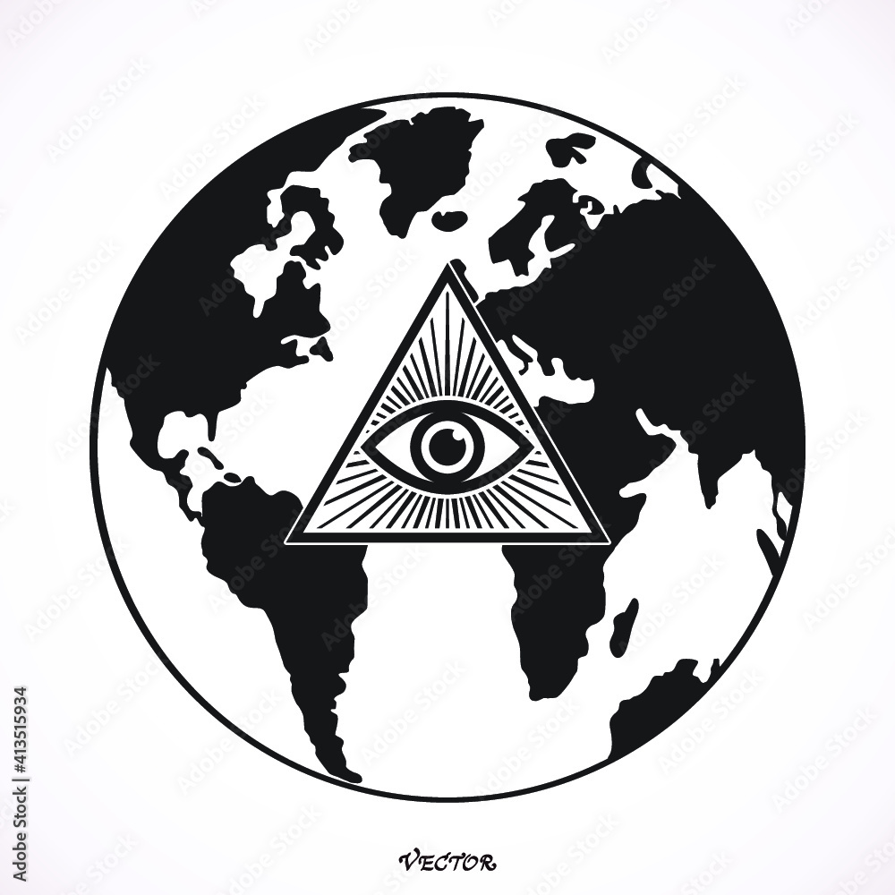 Globalization. New world order. Illuminati symbol. Eye of Providence