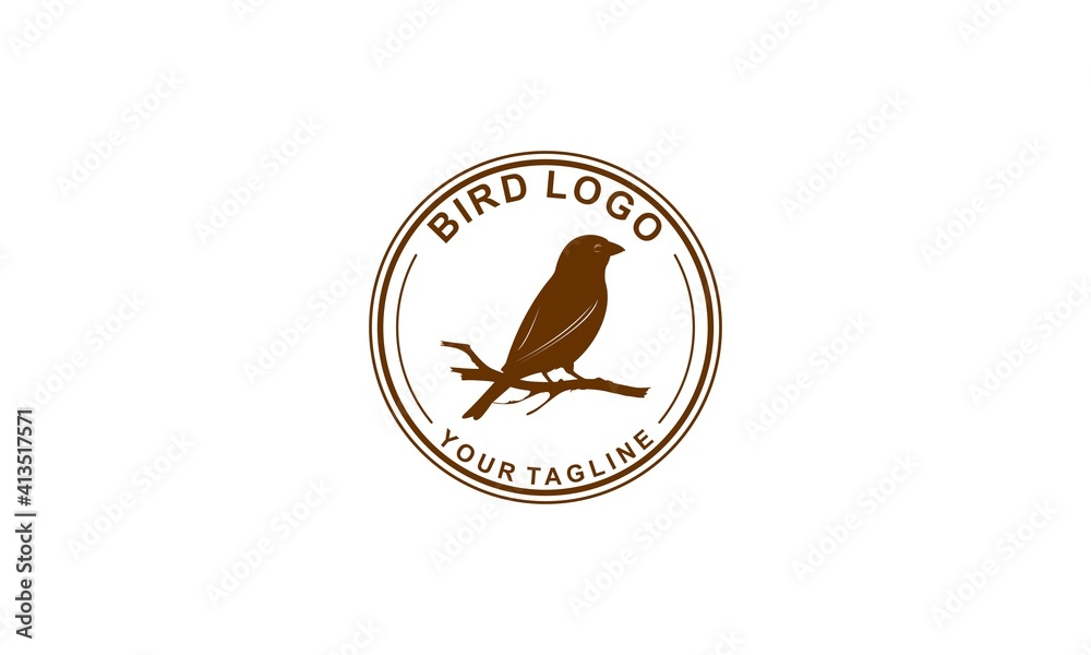 Obraz premium bird logo with illustration of a bird sitting on a tree branch