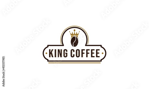 king kopi logo with coffee beans turned into a glass and a gold crown that depicts the king of coffee which has the most delicious taste and aroma