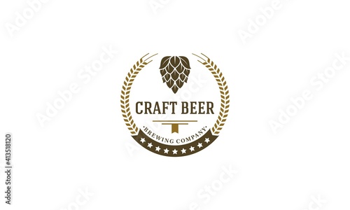 Beer Logo Design Element in Vintage Style for Logotype, Label, Badge and other design. Brewery retro vector illustration.