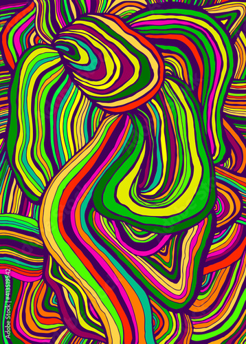 Simple abstract tabby rainbow colorful psychedelic waves pattern.