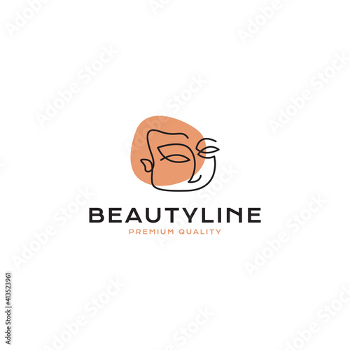 woman logo vector icon illustration line outline monoline