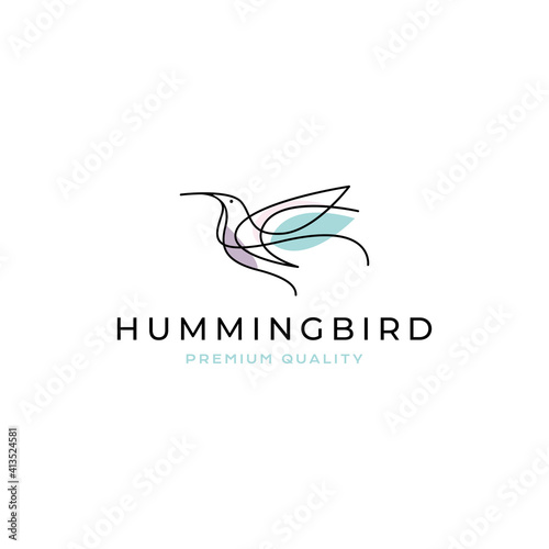 Hummingbird logo vector icon illustration line outline monoline