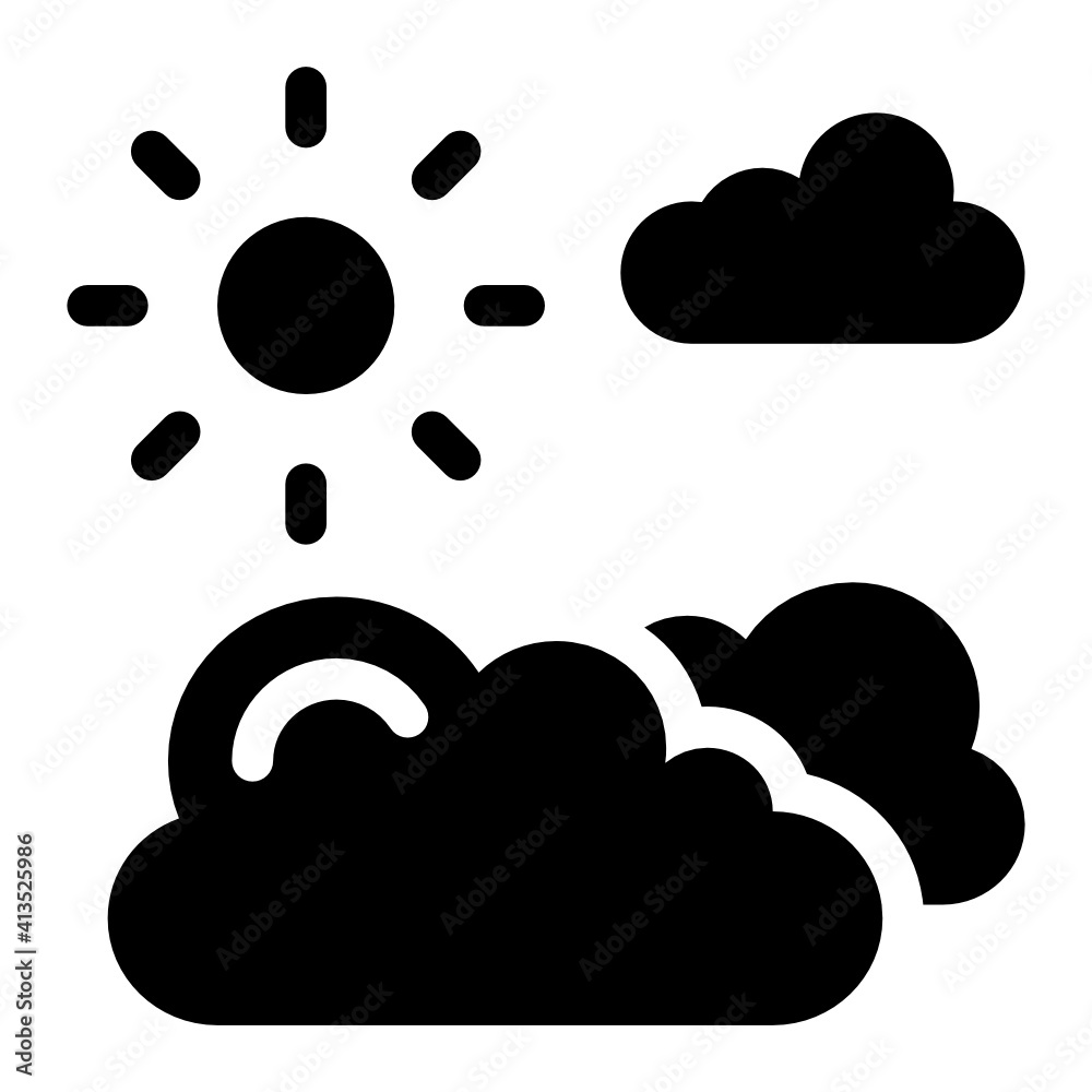 Sun with clouds denoting glyph icon of partly cloudy
Sun with clouds denoting glyph icon of partly cloudy