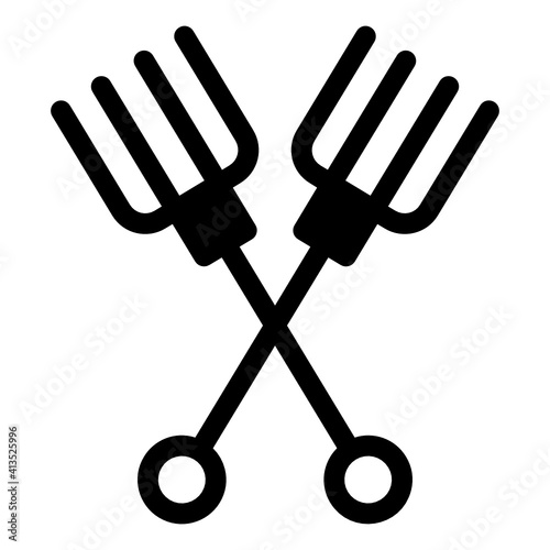 
Gardening forks glyph editable icon, agriculture tool 
