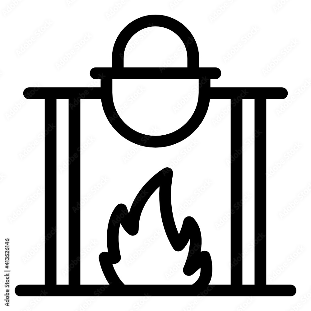 Bonfire with cooking pot, outdoor cooking icon
Bonfire with cooking pot, outdoor cooking icon